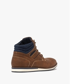 baskets homme mid-cut casual a col denim marron chineF066001_4