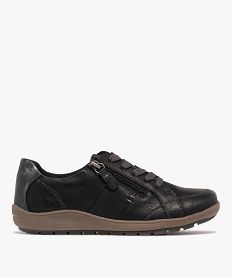 GEMO Derbies femme confort dessus uni à zip et à lacets - Softrelax noir standard