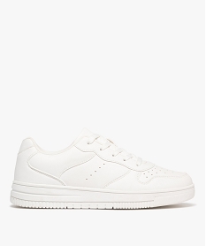 GEMO Baskets femme unies à lacets style rétro avec dessus perforé blanc standard