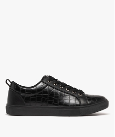 GEMO Baskets femme unies au dessus effet croco noir standard