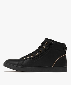 baskets femme mid-cut a zip et a lacets avec cote matelasse noir standard baskets montantesF070601_3