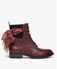 bottines femme avec foulard colore noue a zip et a lacets rougeF078501_1