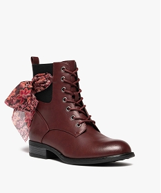 bottines femme avec foulard colore noue a zip et a lacets rougeF078501_2