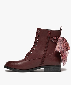 bottines femme avec foulard colore noue a zip et a lacets rougeF078501_3