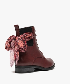 bottines femme avec foulard colore noue a zip et a lacets rougeF078501_4