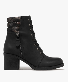 GEMO Boots femme à talon avec col matelassé et pailleté à motifs noir standard