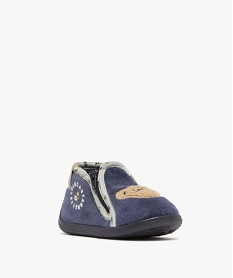 chaussons bebe garcon bottillons a zip imprimes nounours - lulucastagnette bleu standardF084801_2