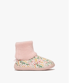 GEMO Chaussons bébé fille boots à col chaussette motif fleuri Rose