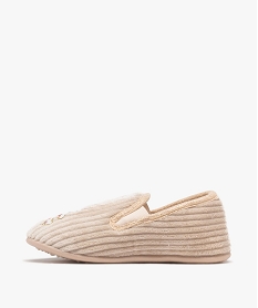 chaussons pantoufles en velours cotele fille - lulucastagnette beige standardF086401_3