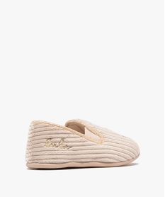 chaussons pantoufles en velours cotele fille - lulucastagnette beige standardF086401_4