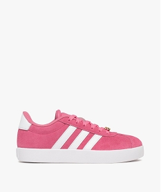 GEMO Baskets fille dessus en cuir suédé et à lacets avec bijou doré VL Court - Adidas rose vif