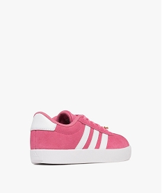 baskets fille dessus en cuir suede et a lacets avec bijou dore vl court - adidas rose vif basketsF091801_4