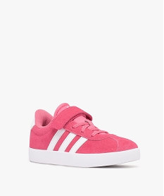 baskets fille dessus en cuir suede avec scratch et bandes laterales vl court - adidas rose vif basketsF091901_2