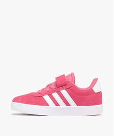 baskets fille dessus en cuir suede avec scratch et bandes laterales vl court - adidas rose vif basketsF091901_3