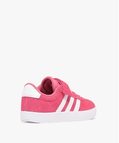 baskets fille dessus en cuir suede avec scratch et bandes laterales vl court - adidas rose vif basketsF091901_4