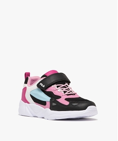 baskets fille en mesh contraste a lacets elastiques ronds et a scratch ventosa - fila noir vif basketsF093101_2