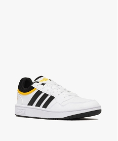 baskets garcon a bandes contrastantes et avec col a lisere hoops lo - adidas blanc chine basketsF093401_2