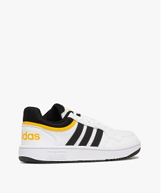 baskets garcon a bandes contrastantes et avec col a lisere hoops lo - adidas blanc chine basketsF093401_4