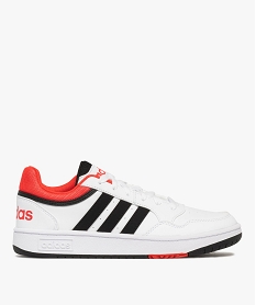 baskets garcon a bandes contrastantes et avec col a lisere hoops lo - adidas blanc standard basketsF093501_1