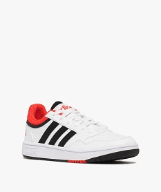 baskets garcon a bandes contrastantes et avec col a lisere hoops lo - adidas blanc standard basketsF093501_2