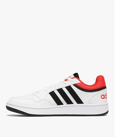 baskets garcon a bandes contrastantes et avec col a lisere hoops lo - adidas blanc standard basketsF093501_3