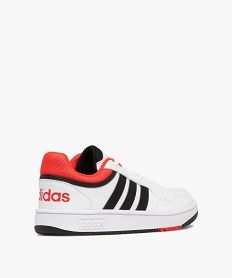 baskets garcon a bandes contrastantes et avec col a lisere hoops lo - adidas blanc standard basketsF093501_4