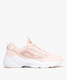 GEMO Baskets femme bi-matières à lacets style running Felice - Fila rose vif