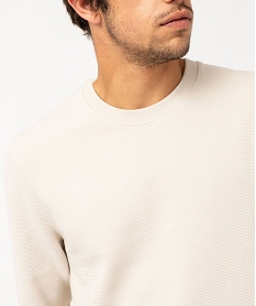 sweat en maille texturee effet raye homme beige sweatsF107501_2