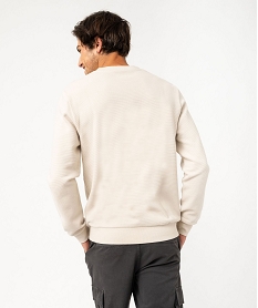 sweat en maille texturee effet raye homme beige sweatsF107501_3