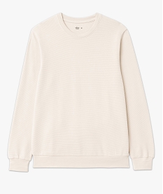 sweat en maille texturee effet raye homme beige sweatsF107501_4