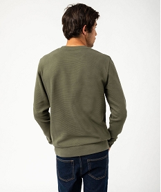 sweat en maille texturee effet raye homme vert sweatsF107601_3