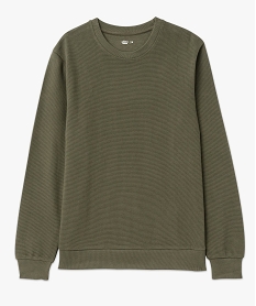 sweat en maille texturee effet raye homme vert sweatsF107601_4