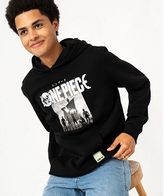 sweat a capuche en molleton imprime homme - one piece noirF108001_1