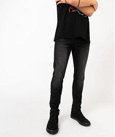 GEMO Jean skinny en coton stretch délavé homme Noir