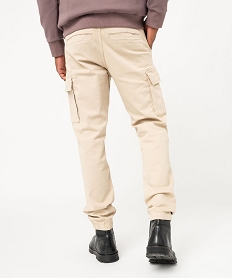 pantalon cargo coupe straight en coton stretch homme beigeF110401_3