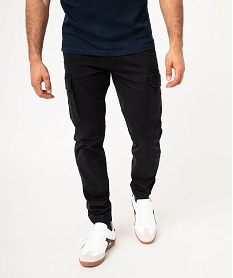 pantalon cargo coupe straight coloris unique homme noirF110701_1