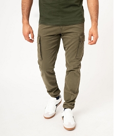 GEMO Pantalon cargo coupe straight en coton stretch homme Vert