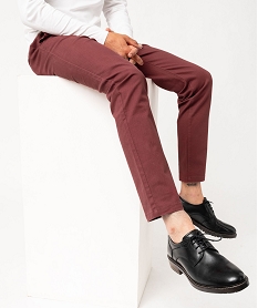 GEMO Pantalon chino coupe Slim en coton homme Rouge