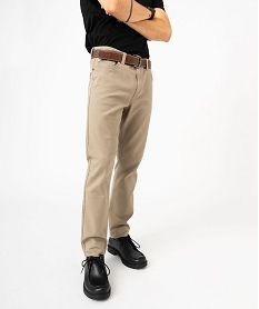 GEMO Pantalon en coton coupe Slim homme Beige