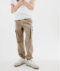 GEMO Pantalon cargo en toile texturée homme Beige