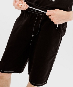 bermuda en toile de coton a taille elastiquee homme noir shorts et bermudasF113101_2