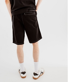 bermuda en toile de coton a taille elastiquee homme noir shorts et bermudasF113101_3