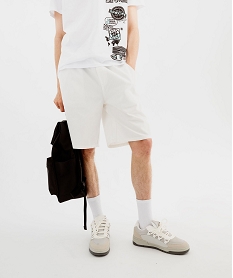 bermuda en toile de coton a taille elastiquee homme blanc shorts et bermudasF113301_2