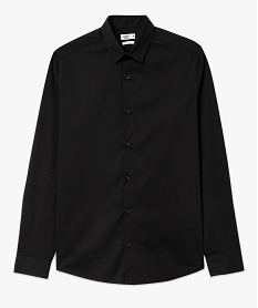 chemise manches longues coupe droite en coton stretch homme noir chemise manches longuesF114701_4