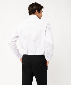 chemise manches longues coupe droite en coton stretch homme blanc chemise manches longuesF115001_3