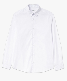 chemise manches longues coupe droite en coton stretch homme blancF115001_4