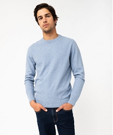 pull en maille fine mouchetee homme bleu pullsF118901_1