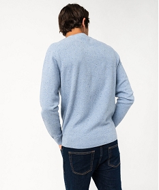 pull en maille fine mouchetee homme bleu pullsF118901_3