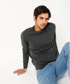 pull en maille fine mouchetee homme gris pullsF119001_1