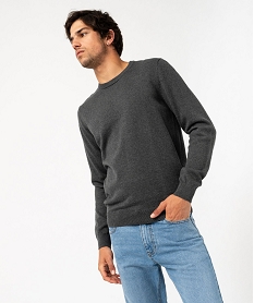 pull en maille fine mouchetee homme gris pullsF119001_2